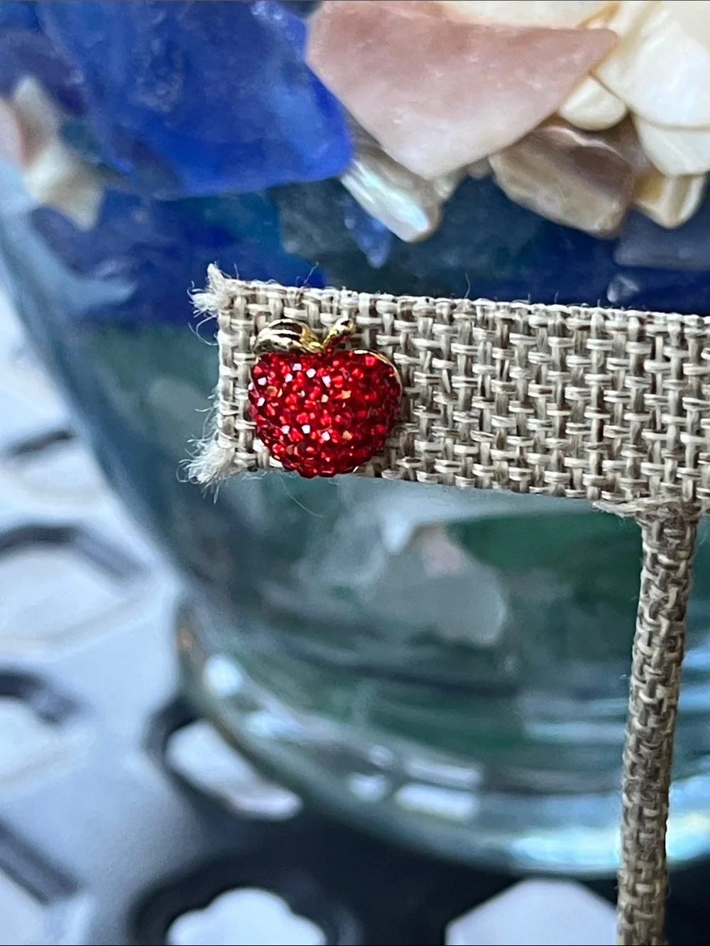 Red Sparkle Apple Stud Earrings
